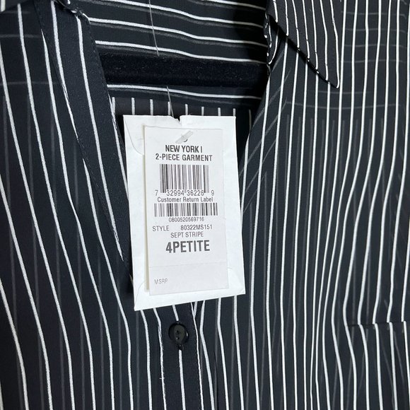 NWT Style & Co Black/White Stripes Sheer Blouse‎ Size 4P - Picture 8 of 11